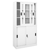 vidaXL B&uuml;roschrank mit Schiebet&uuml;ren Wei&szlig; 90x40x180 cm Stahl