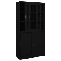 vidaXL B&uuml;roschrank mit Schiebet&uuml;r Schwarz 90x40x180 cm Stahl