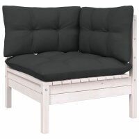vidaXL 2-Sitzer-Gartensofa mit Kissen Weiß Massivholz Kiefer