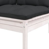 vidaXL 2-Sitzer-Gartensofa mit Kissen Weiß Massivholz Kiefer