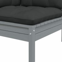 vidaXL 2-Sitzer-Gartensofa mit Kissen Grau Massivholz Kiefer