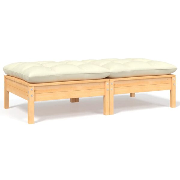 vidaXL 2-Sitzer-Gartensofa mit Creme Kissen Massivholz Kiefer