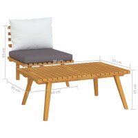 vidaXL 2-tlg. Garten-Lounge-Set mit Kissen Massivholz Akazie