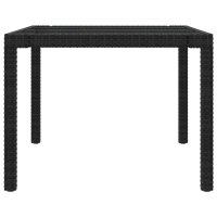 vidaXL Gartentisch Schwarz 190x90x75 cm Geh&auml;rtetes Glas Poly Rattan