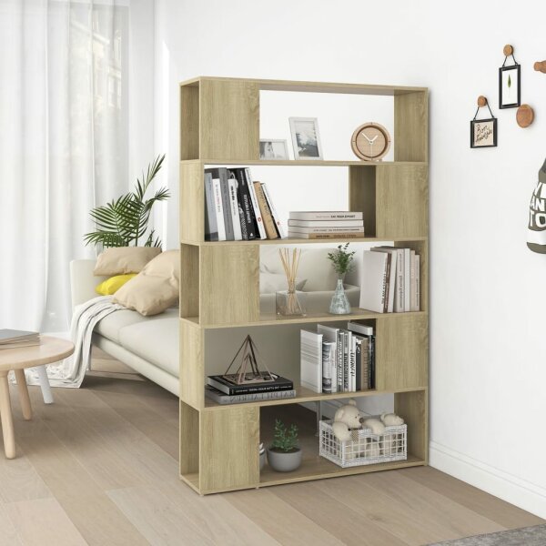 vidaXL B&uuml;cherregal Raumteiler Sonoma-Eiche 100x24x155 cm Holzwerkstoff