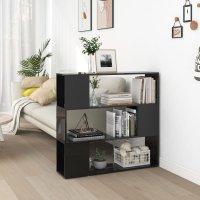 vidaXL Bücherregal Raumteiler Hochglanz-Schwarz...