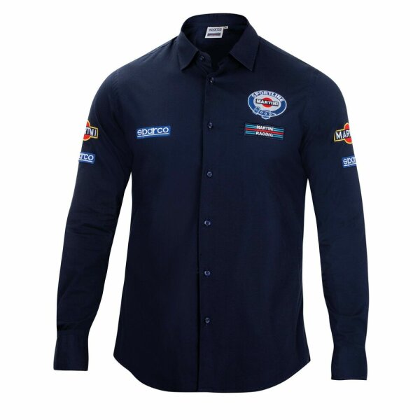 Herren Langarm-Hemd Sparco Martini Racing Gr&ouml;&szlig;e L Marineblau